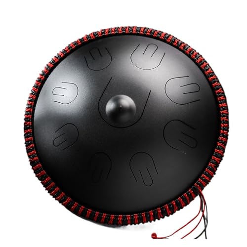 Handpan Instrument Hluru Tambour à langue en acier 14 pouces 9 notes D mineur Instrument de percussion professionnel main for yoga méditation débutant(Black)
