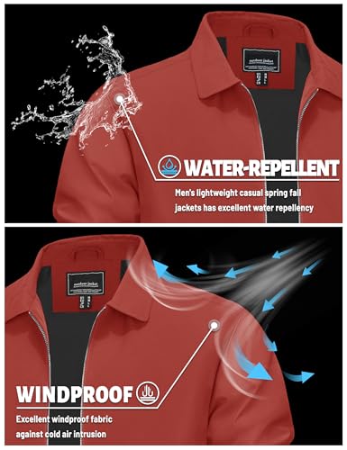 Image of TACVASEN Mens Lightweight Windbreaker Full Zip Up Laydown Collar Jackets Light Casual Coat with Zip Pockets