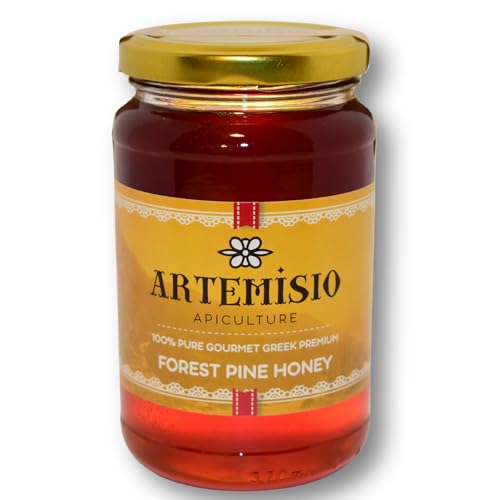 Image of Artemisio Greek Honey Raw Unfiltered - Natural Sweetener for Tea, Greek Yogurt, Cheese Boards, Baking & Breakfast - Pine Honey Jar 16oz-470g (Pack of 1)