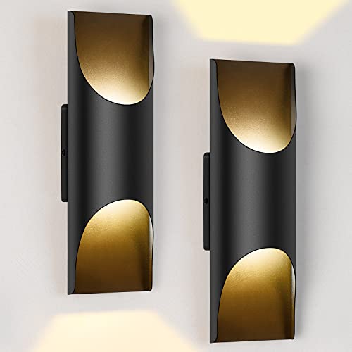 2-Pack Wall Light Fixtures, Waterproof Indoor Outdoor Wall Lantern, Black Porch Lights Wall Mount, Led Sconce Wall Lighting For Bedroom Living Room Balcony Hallway Entryway Patio Front Door, 12W 3000K #TOP6