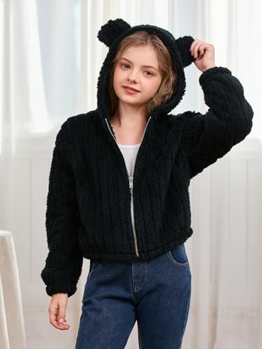 SOLY HUX Girl's Fleece Teddy Jacket Sherpa Zip Up Hoodie Kids Fuzzy Fall Winter Coat Outerwear Jackets3