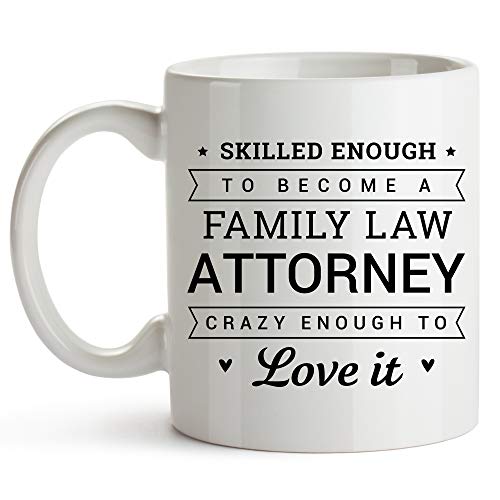 YouNique Designs Funny Family Law Attorney Job Title Mug 11 oz – Skilled Enough To Become A Family Law Attorney. Crazy Enough To Love It – Gift for Attorneys & Legal Counselors