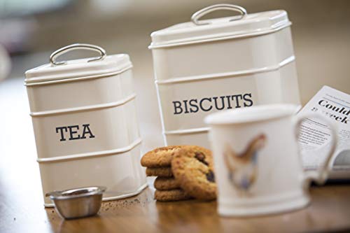 KitchenCraft Living Nostalgia Range Stainless Steel Tea Storage Tin, Cream, 11 x 11 x 17 cm, Vintage Cream - Image 2