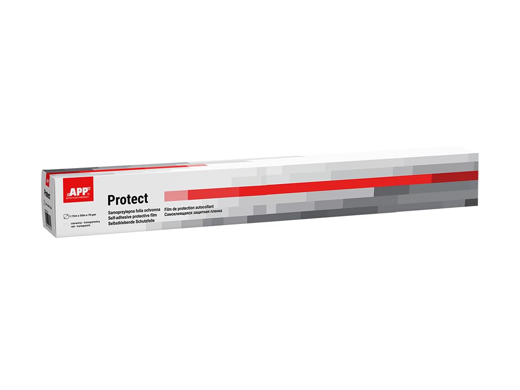 APP Protect - Film fenetre autocollant | Ruban de masquage peinture carrosserie | Parfait pour pare brise, vitre cassée | Protection eau et poussière | 1,15m x 50m | Rouge