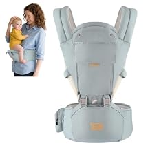 FRUITEAM 6-in-1 Baby Carrier with Waist Stool/Hip Seat for Breastfeeding, One Size Fits All - Adapt to Newborn, Infant & Toddler Blue