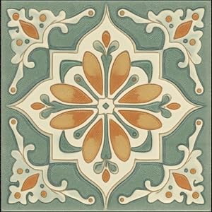 Image of Moroccan Tile Stickers | Waterproof Self Adhesive Peel & Stick Tile Decals for Kitchen Backsplash, Bathroom Wall, Floor, Furniture & Glass (6x6 Inch, Design 2, 40 Pic)