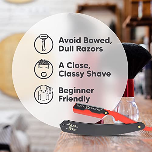Barber Straight Razor, Professional Barber Straight Edge Razor - Barber Razor Compatible With Straight Razor Edge For Barber By Black Widow (1.5Mm) (Red And Matte Black) #TOP1