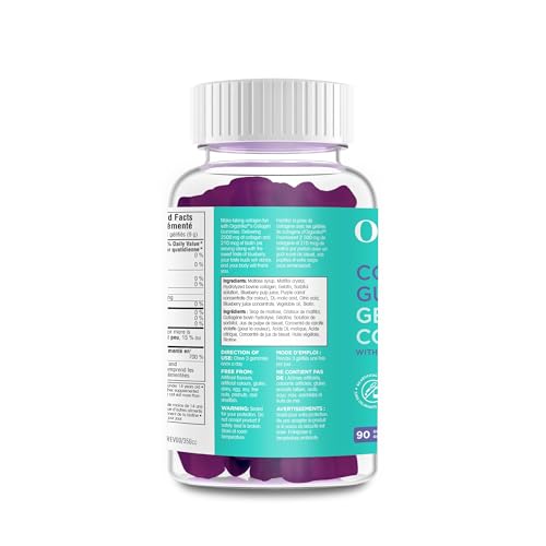 Organika Canadian-Made Collagen Gummies - Blueberry Flavour - 2500 mg of Collagen Per Serving plus Biotin For Better Skin, Hair and Joint Health | Pasture-Raised Cattle, Gluten and Dairy-Free 90 Gummies - Image 3