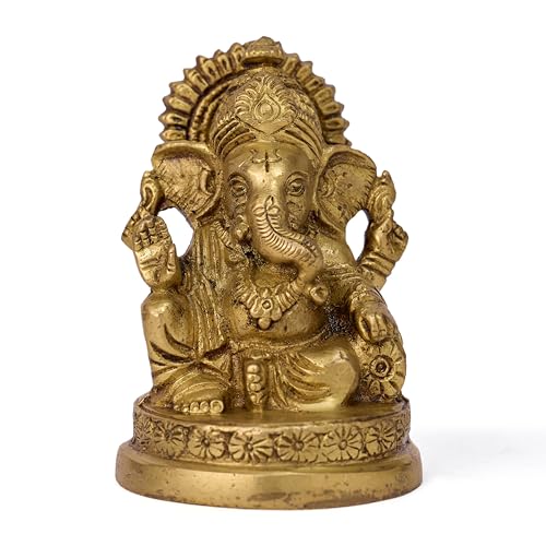 GURU JEE™ Brass Statue Ganesh Ji Ganpati Bappa Murti Gift Lord Ganesha Idols for Puja At Home Mandir Temple