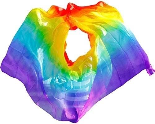 Belly Dance Silk Scarf, Dancing accessories, Silk Veils Belly Dance Stage Performance Props Handmade Dyed Scarf Bellydance Accessories (Color, Size : 270x114cm) ( Color : Onecolor , Size : 200x90cm )(