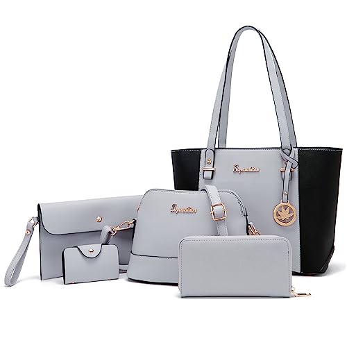 Sacs à main pour femme grand format Soperwillton élégance gris noir
