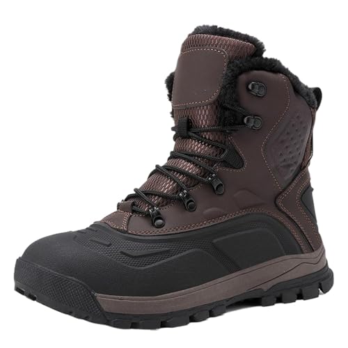 CuteFlats Vinterstövlar för män | Ankelstövlar med pälsfoder och TPR-sula för vintervandring och vardag, kaki, 43 EU