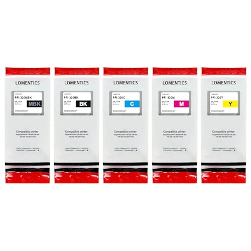 Image of LOMENTICS PFI-320 Ink Tank Pigment (5-Pack, 1Black, 1Matte Black, 1Cyan, 1Magenta, 1Yellow) Loment Compatible PFI 320 PFI320 Ink Tank Replacement for TM-300 TM-305 TM-200 TM-205 Printer | Loment Compatible PFI 320 PFI320 Ink Tank Replacement for TM-300 TM-305 TM-200 TM-205 Printer