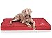 Knuffelwuff Tapis orthopédique pour chien, Coussin orthopédique Juna, similicuir surpiqué au laser, rouge 136x84x10cm