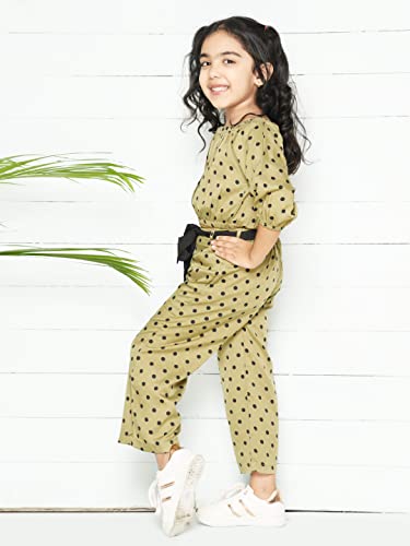 Image of LILPICKS Girl's Polka Dot Coordinated Pant Set (Green)