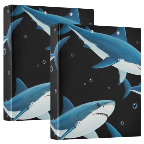 Classeur requin bleu mignon à 3 anneaux pour organiser vos cours de l'université