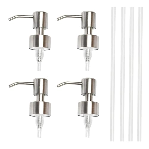 Image of 4 PCS Soap Dispenser Pump,Liquid Soap and Lotion Dispenser Pump Replacement Parts,Universal,Suitable for Kitchen and Bathroom Accessories (Silver)