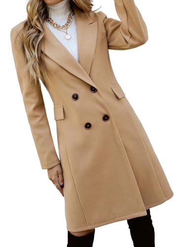 Manteau long à double boutonnage femme veste hiver bureau