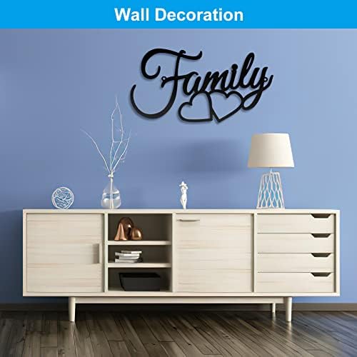icyant Family Metal Wall Decor Sign, Upgrade and thicken Black Metal Family Word Wall Art, Unique Steel Wall Decoration, Hanging Decor for Home Outdoor Bedroom Art Ornaments