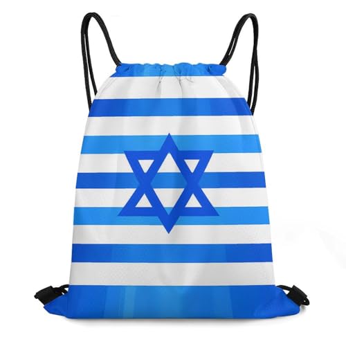 Israel Flag Drawstring Backpack Durable Sport Gym Bags Daypack for Men Women 35 * 42cm