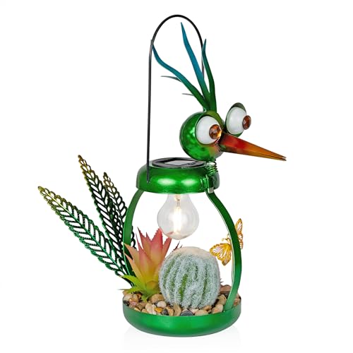 image for Alpine Corporation LYT292SLR-HH Solar-Powered Metal Heron w/Garden Enc