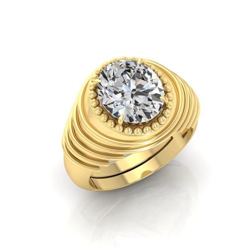 Bague zircon 10,25 ratti argent sterling plaqué or mixte Ch8