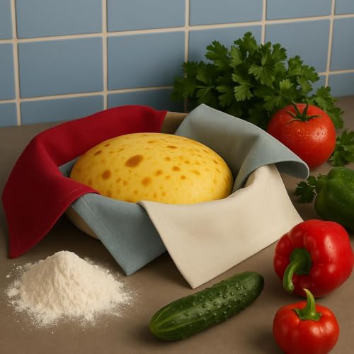 Image of Cotton Roti Cover, Double Layer, Soft & Breathable, 15x15 Inch, for Casserole, Tiffin & Dining, Assorted Colours Set of-2