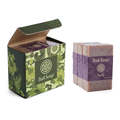 Bali Soap - Vanilla Natural Soap - Bar Soap For Men & Women - Bath, Body And Face Soap - Vegan, Handmade, Exfoliating Soap - 3 Pack, 3.5 Oz Each #TOP1