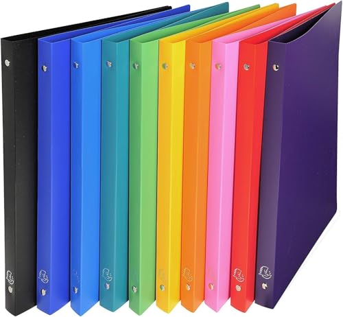 Exacompta 541999E Ringbuch (PP, DIN A4, blickdicht, Rücken 20mm) (Ringbuch 4 Ringe, sortiert, 10er Pack)