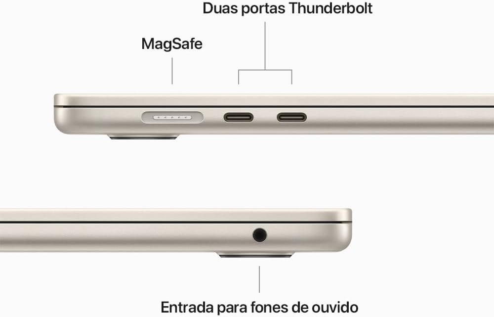 Notebook MacBook Air (2023) Apple com chip M2: tela Liquid Retina de 15,3 polegadas, 16 GB de RAM, 512 GB de Memória Interna - Estelar