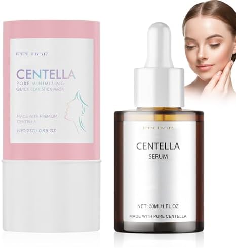 2PCS Skincare Centella Kit, Centella Mascarilla Arcilla + Asiatica Serum | Pack Centella Asiática, Poren verkleinern, Extracto de Centella Asiática de Madagascar, para Todo Tipo de Piel