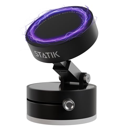 Statik HyperMount® Vacuum Phone Mount - Magnetic Phone Holder, Vacuum Seal Car Phone Mount, Use It on Smooth Surfaces, Compatible with Apple MagSafe, Magnetic Rings Included for Android Devices by Statik - Used condition - US$31.34