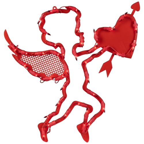 Lighted Cupid with Heart Valentine's Day Window Silhouette - 17