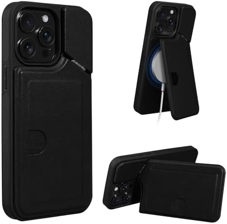 Rssviss Wallet Case for iPhone 15 Pro Max with Card Holder, Back Flip Case Compatible with Magsafe, Leather Cover with RFID Blocking Kickstand Card Slots for iPhone 15 Pro Max Women Men, 6.7 Black