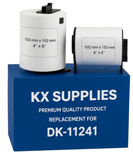 Brother DK-11241 Compatible Labels – 200 Large 4x6 (102x152mm) White Shipping Labels – DK11247 Alternative for QL Printers, Royal Mail, Evri, DPD, DHL