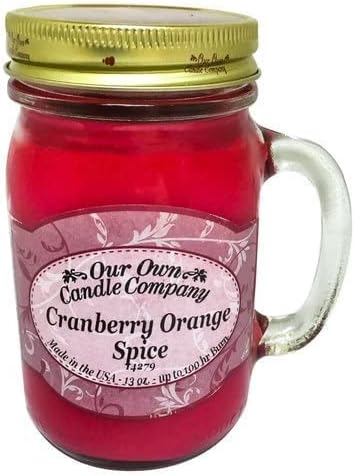 Our Own Candle Company Cranberry Orange Spice Scented 13 Ounce Mason Jar Candle