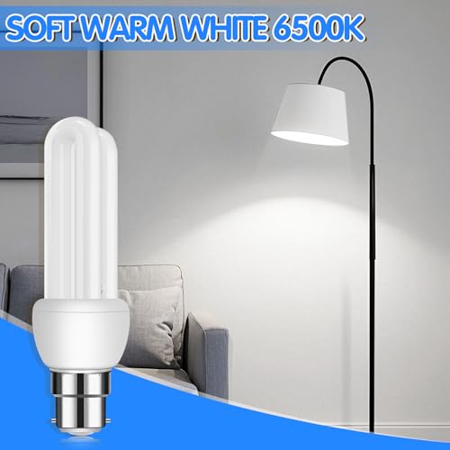 B22 Bayonet Cap Energy Saving Bulb 11W, 2U CFL Low Energy Light Bulbs, BC Compact Fluorescent Stick Bulbs, B2U Bayonet Light Bulbs Cool White 6500k, AC 220V, Not dimmable, 3Pack - Image 5