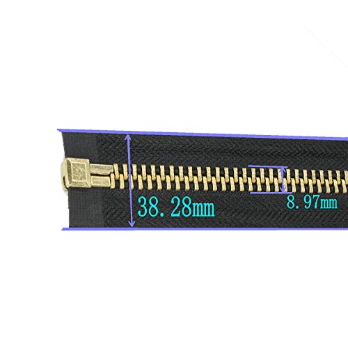 Leekayer #10 22 Inch Brass Separating Jacket Zipper Metal Zipper Heavy Duty Metal Zippers for Jackets Sewing Coats Crafts (22\" Brass) - Thumbnail 3