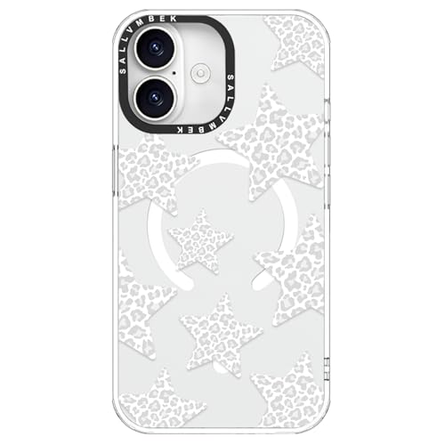 sallvmbek for iPhone 17 Case 6.3",Compatible with MagSafe,Cute Leopard Print Star Pattern Design,Magnetic Magnet Mag Safe Shockproof Protective Clear TPU Bumper Cases Cover for Women Girly