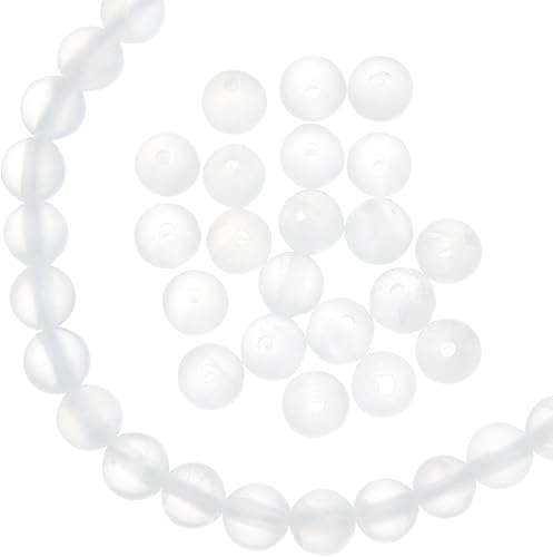 Miniatura 2 de arricraft Alrededor de 67 cuentas de selenita natural de 0.236 pulgadas, 1 hebra de cuentas de piedra natural sin teñir en el centro de cuentas