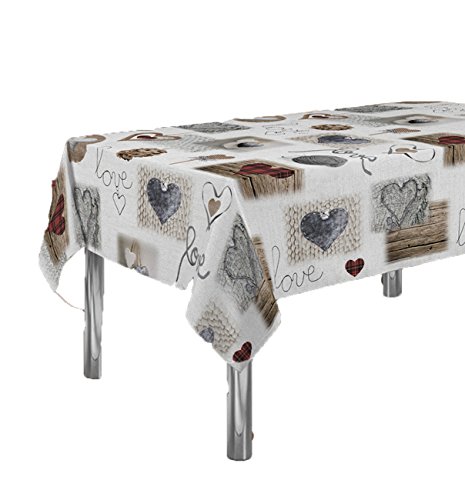 CIRAD Manteles Heart Estampados Antimanchas Colores Primaverales Decoracion (350 x 150 cm)