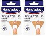 Hansaplast Fingertip Elastic Apósitos adhesivos para la yema de los dedos, apósitos para heridas en dedos repelentes al agua y extraflexibles, bloquean el 99% de las bacterias, 10 unidades