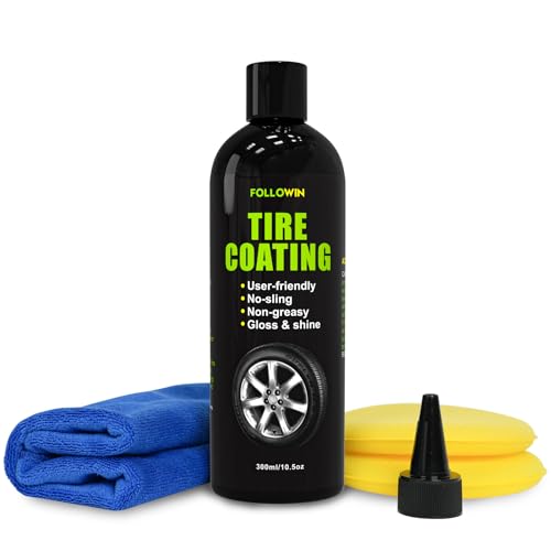 FOLLOWIN User Friendly Ceramic Tire Shine Coating,Shine Tire Dressing,Tire Coat Spray Safe on Rubber,Vinyl and Plastic