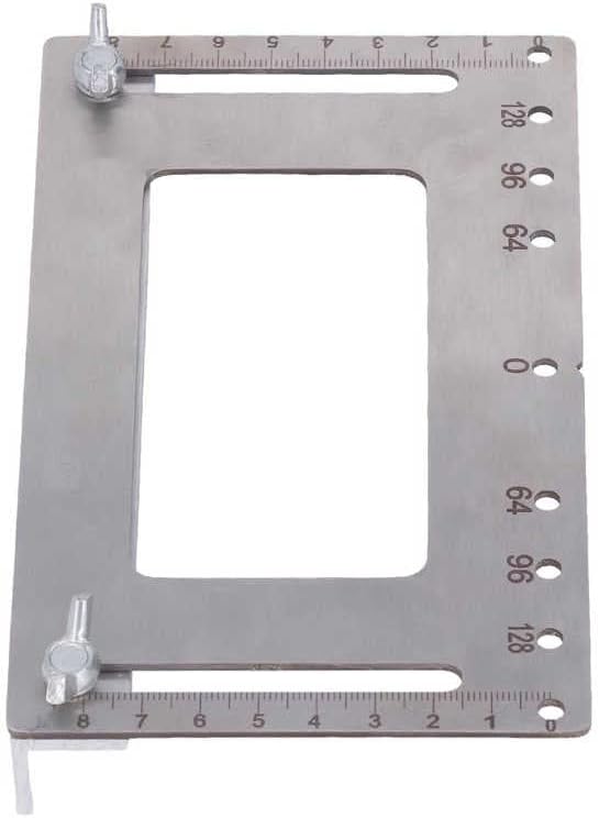 Hole Punch Locator Stainless Steel Silver Accurate Scale Small Size 2 Adjustable Screws Furniture Handle Punch Locator for