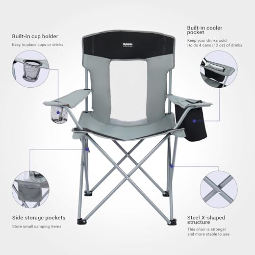 Silla plegable para camping Byliable, ligera, portátil, color gris miniatura 4