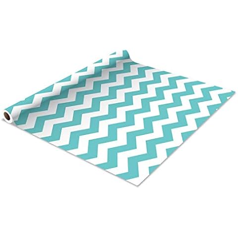 The Macbeth Collection Self Adhesive Shelf Liner - 2 Pack - Rugby Chevron Aqua Pop Cover