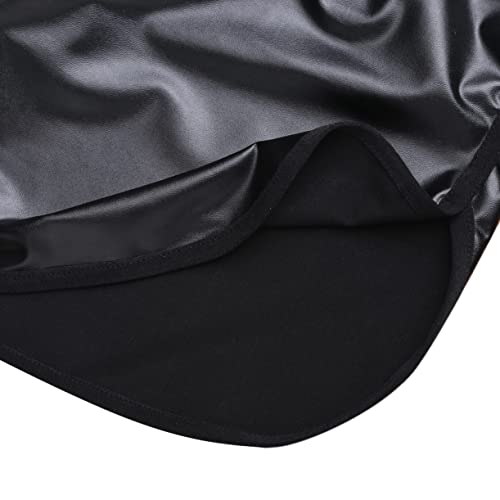 Renvena Men's Faux Leather Boxer Shorts Lounge Bikini Bottoms Elastic Waistband Trunks Hot Pants Black Xx-Large #TOP6