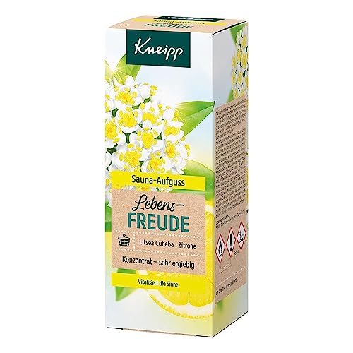 Kneipp Sauna Aufguss Lebensfreude, natürliche ätherische Öle der Litsea Cubeba & der Zitrone aktivieren Körper & Geist, vitalisiert die Sinne - ergiebiges Konzentrat für die Sauna, 100 ml (1er Pack)