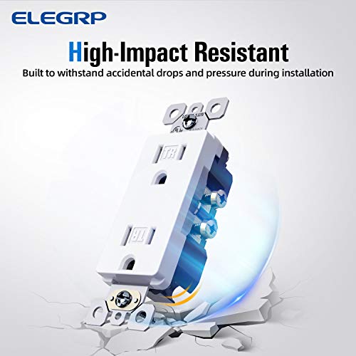 ELEGRP Decorator Wall Receptacle Outlet, Tamper Resistant 15 Amp Standard Electrical Wall Outlet, Residential Grade, Self-grounding, 125V, 2 Pole 3 Wire, 5-15R, UL Listed, Glossy White, 100 Pack by ELEGRP - Image 3