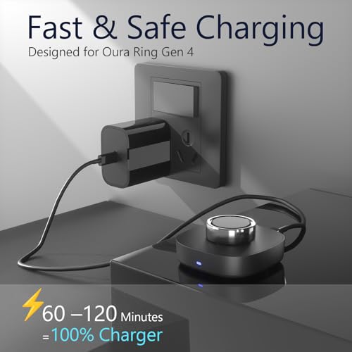 Chargeur pour Oura Ring Gen4 élégant de Taille 8 finition Noir mat premium